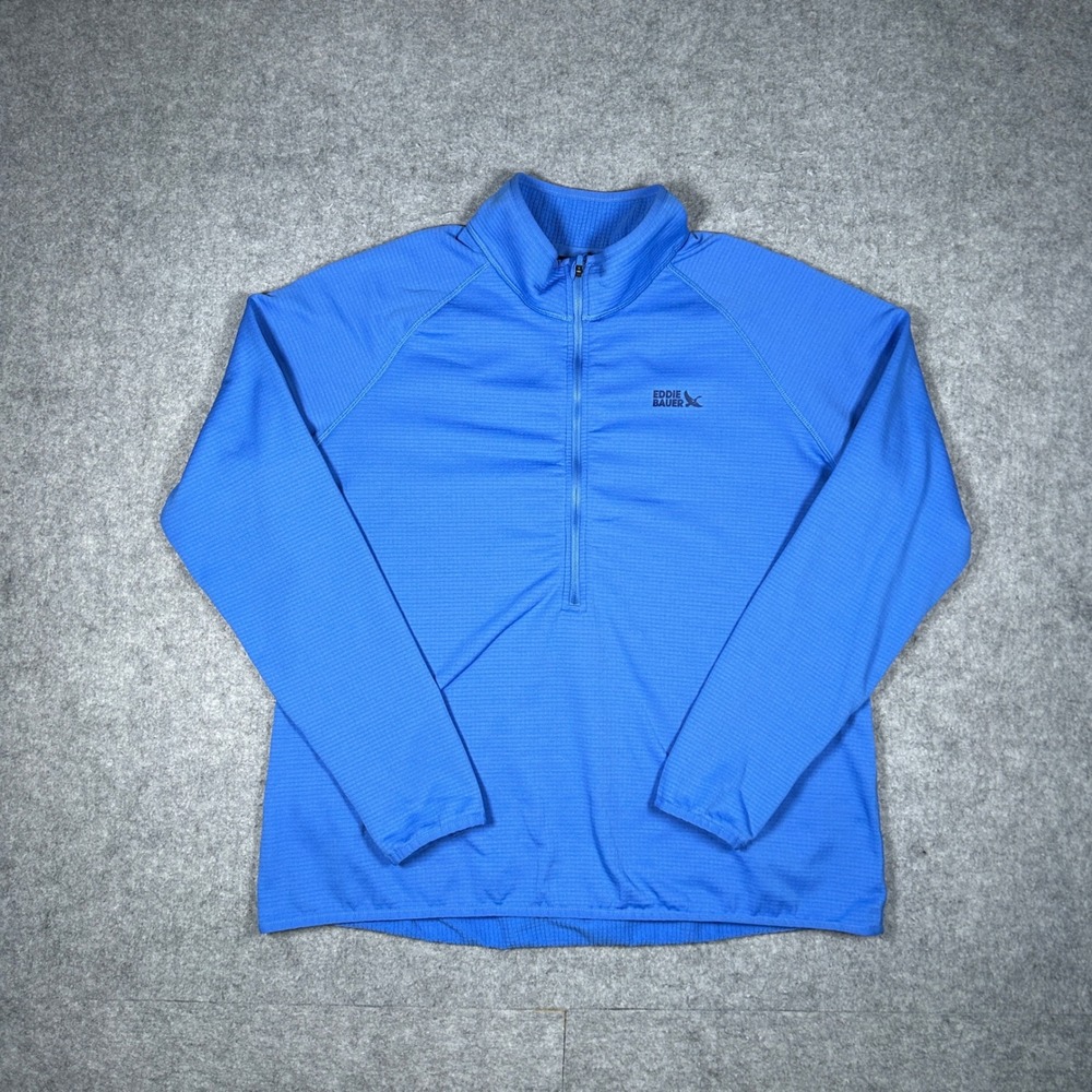 Eddie Bauer 1/2 Zip Grid Fleece Womens XL Blue Pullover Active Outdoor Layer